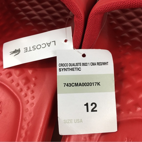 Lacoste Red white Croco Dualiste Slides 0922 Sandals Men’s 12, 13 new - Picture 7 of 10